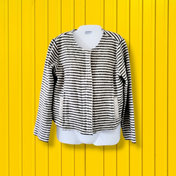 dolan Jackets & Blazers - Dolan | Left Coast | Anthro | Soft Ivory/Black Striped Fleece Jacket (SIZE M)